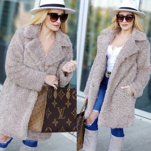 KRISTEN Faux Fur Coat -Mocha